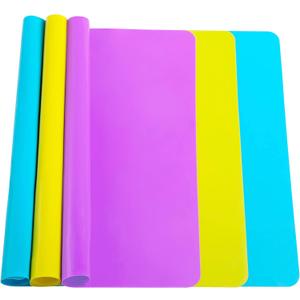 3 Pack Silicone mat Large Silicone Sheets for Crafts, Liquid, Resin Jewelry Casting Molds Mat, Silicone Placemat 15.7 x 11.8 (Blue& Purple & Yellow)