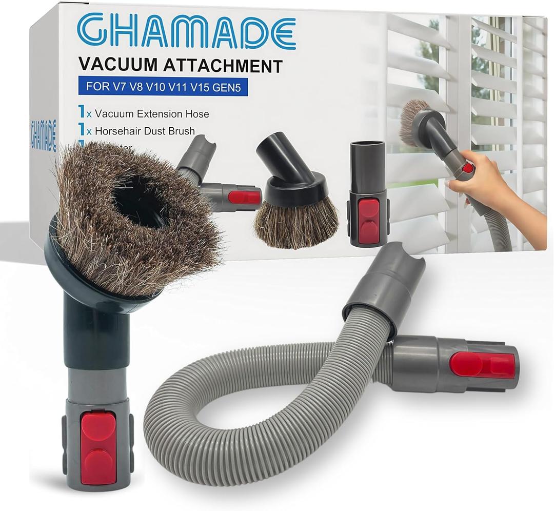For Dyson Horsehair Vacuum Brush & Extension Hose - Compatible with Dyson V7 V8 V10 V11 V15 Gen5 - Soft Bristle Dusting Brush for Blinds, Furniture, & Delicate Surfaces