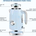 SUSTEAS Electric Kettle - 57oz Hot Tea Kettle Water Boiler with Thermometer, 1500W Fast Heating Stainless Steel Tea Pot, Cordless with LED Indicator, Auto Shut-Off & Boil Dry Protection, Blue