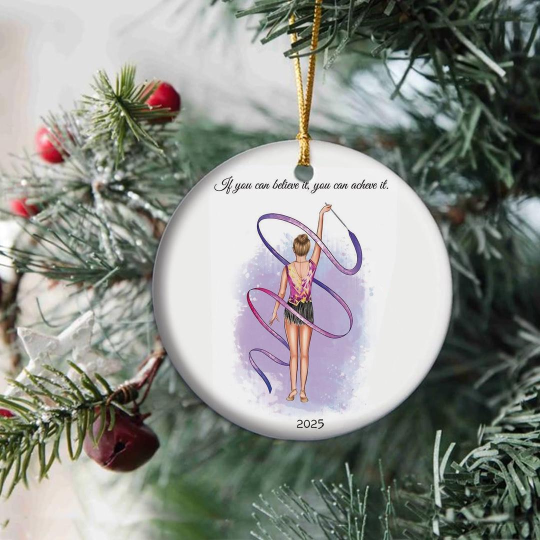 Rhythmic Gymnastics Christmas Ornament  Ceramic Gymnast Gift for Holidays, Sports Decor for Dancers, Festive Keepsake 2025 (T18)