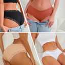 Knowyou Cotton Underwear for Women Cheeky Bikini Womens Underwear Pack Sexy Lace Wasit Hipster Brief Panties for Ladies (Beige, L)
