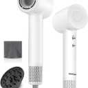 Hair Dryer, Travel Small Hair Dryer with Diffuser,High Speed Brushless Fast Drying Blow Dryer,Low Noise/Compact/Mini Design Hairdryer for Women,Men - No Heat Damage (Light White)