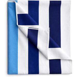 COVFEVER Large Oversized Beach Towel 35 x70 Inch Extra Large Microfiber Pool Towel, Quick Dry, Sand Free, Compact & Lightweight for Adults Mens Women, Cabana Stripe (Blue)