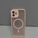 Compatible with iPhone 12 Case with Built-in Camera Lens Protectors Translucent Magnetic iPhone 12 Phone Case 6.1" [Compatible with Mag-Safe][Great Grip Feeling], Pink