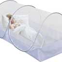 CMINGJ Foldable Mosquito Net Tent Portable Mosquito Net Pop-Up Travel Mosquito Net for Bed Free Installation-Suitable for Baby Adults Bedroom, Camping, nap, Patio (Large-Side Zipper(White net))
