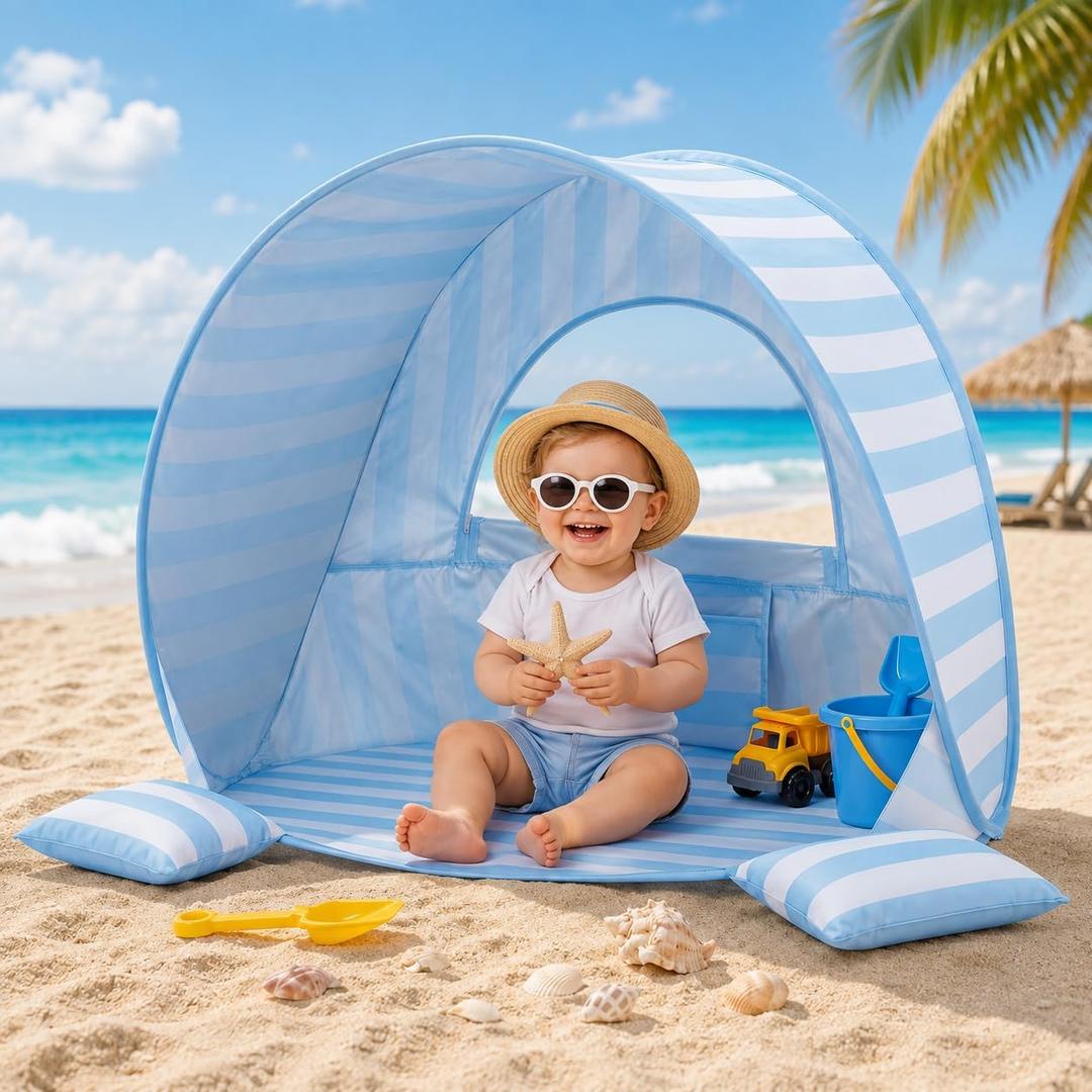 Pop Up Baby Beach Tent, UPF 50+ Sun Shelter, 54 x 35 x 26 inches