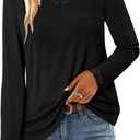 CRAZY GRID Women's Long Sleeve Shirts Casual Tops Lace Neckline Fall Fashion Clothes Winter Outfits Basic Tunic 2026 (X-Large, A black)