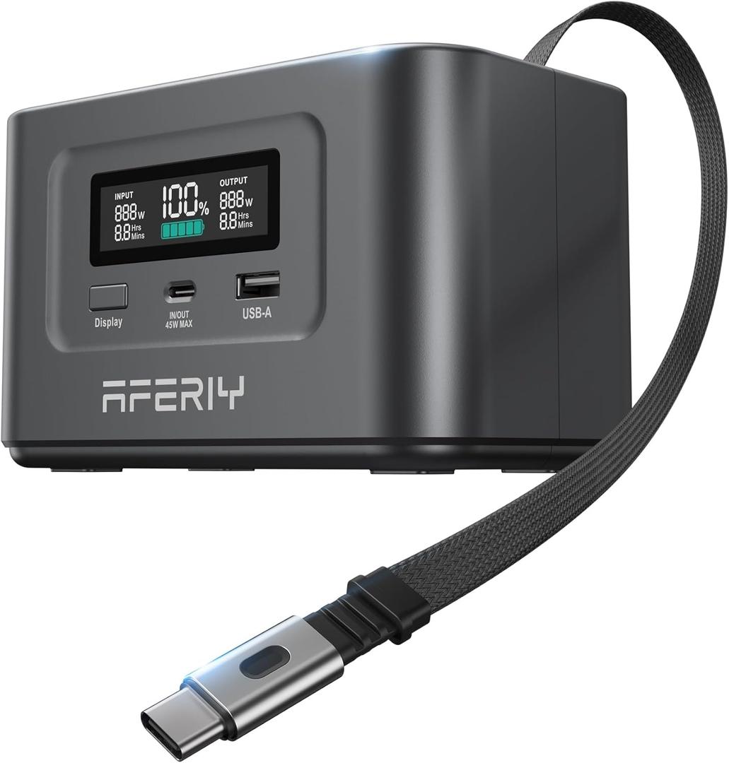 AFERIY 31000mAh Power Bank Station,100W PD3.0 Laptop Portable Charger, 145W Total Fast Charging,LiFePO4 Battery Pack 3000+ Cycles for MacBook Pro/Air/ipad/iPhone 17/16/Samsung S24/Dell/HP and More