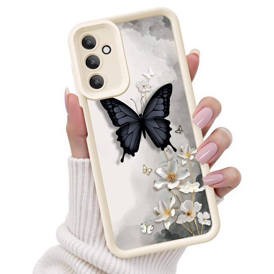 FUXICASE for Samsung Galaxy A14 5G Case, Creative Butterfly Pattern Design for Girl Women, Soft Silicone Shockproof Anti-Scratch Protection Phone Cover for Galaxy A14 (Spring Butterfly)