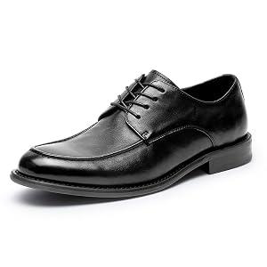 DESAI Men’s Lace-Up Oxfords, Leather Dress Shoes for Business(Black,8.5)