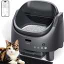 Automatic Litter Box Self Cleaning, FeelNeedy Open-Top Smart Cat Litter Box with App Control, Odor-Control Safety Sensor Design for 1-3 Cats, Includes Waste Bags