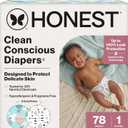 The Honest Company Clean Conscious Diapers for Delicate Skin | Up to 100% Leakproof | Hypoallergenic, Fragrance Free | Gender Neutral | Club Box, Size 1 (8-14 lbs), 78 Count (Above It All + Pattern Play)