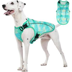 Kuoser Dog Cooling Vest for Dogs, Lightweight Cooling Shirt for Small Medium Large Dogs, Adjustable Pet Cooler Jacket with Reflective Stripe, UV Protection Pet Harness T-Shirt for Summer Outdoor