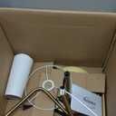 AIDENOEY Fully Dimmable Floor Lamp for Living RoomStanding Lamp Rotary Switch with Table&Linen Beige ShadeGolden Tall Lamps for Bedroom with Adjust Head9W LED Bulb Included