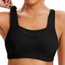 ZeroBound Women's Sports Bra High Impact Large Bust Full Coverage Workout Bras Adjustable Wirefree NO Padded Bra (38D, Black)