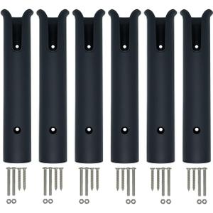 Wall Mounted Fishing Rod Holders Tubes Links Fishing Rod Holder Rack Rests (6-TUBE Black-HiUmi-US)