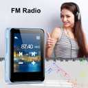 32GB MP3 Player with Bluetooth, 1.8 inch Screen, with FM Radio, Recorder, Portable Sport HiFi Music Player Up to 512GB, Blue