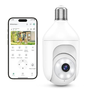 Akasumer Light Bulb Security Cameras Wireless Outdoor Indoor, 2.4GHz WiFi Lightbulb Cameras for Home, 360°PTZ, 2K Color Night Vision, Motion Detection, 2Way Audio, Spotlight Audible Alarm