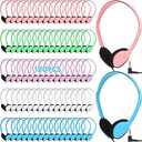 Tellegloww 120 Pcs Kids Classroom Headphones Bulk Class Set Wired Headphones Adjustable School on Ear Earphones Back to School Bulk for Students Teens Children Teacher Supplies(Dark Color)