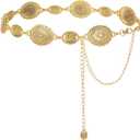 FIORETTO Western Waist Chain Belt Metal Concho Belt for Women Cowgirl Cowboy Boho Country Belt for Dress Jean