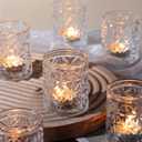 Clear Glass Votive Candle Holders,Glass Candle Holder Set of 12,Vintage Tealight Candle Holders for Wedding Table Centerpieces Decor, Party, Baby Shower/Home Decor/Christmas