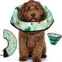 Soft Dog Cone Collar After Surgery: Foldable Long Comfortable Comfy Fabric Recovery Shame Elizabethan Stop Licking Dogs (Green, M) (M(Neck:10.24"-12.2"/Depth:9.13"))