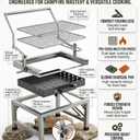 Flip BBQ Grill, Portable 180° Rotating Charcoal Outdoor Stove, Detachable Stainless Steel Rotating Grill with Gloves, Tongs & Brush, Large Capacity Net for Picnic & Camping (27in)