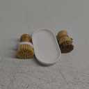 SUBEKYU Dish Brush, Bamboo Dish Scrubber Brush Set with Tray, Natural Kitchen Dishwashing Scrub Brush for Cleaning Dishes/Pans/Pots, Built-in Scraper, Natural Sisal + Palm Bristles, Set of 2