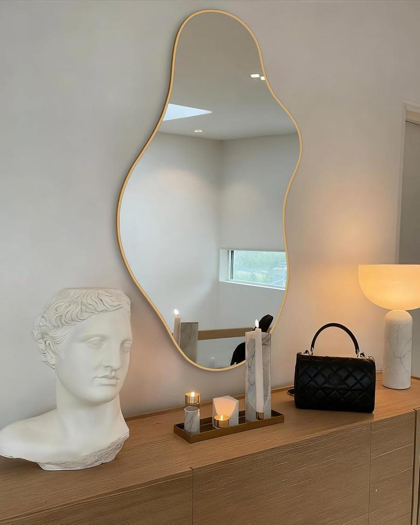 Irregular Wall Mirror 2036 Inch Wall Mirrors Decorative Gold Modern Asymmetrical Abstract Mirror for Bathroom Bedroom Living Room Entryway Hallway