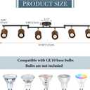 Modern 6-Light Track Lighting, 47 inch, Real Wood Adjustable Light Heads, Brass Accent, Matte Black Ceiling Track Lights for Dining Room, Living Room, Kitchen