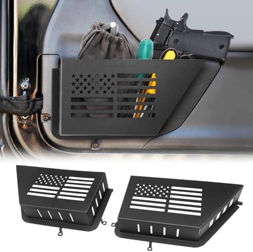 Jeep Wrangler Door Storage Panoyu Metal Front Door Storage Box Fits for Jeep Wrangler JK JKU 2007-2018 2/4 Door, Door Pockets Organizer for Jeep, SUV Door Side Insert Accessories
