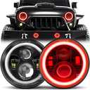 2PCS 7" Round DOT Red Halo LED Headlights with Turn Signal - H6024 Hi/Lo Projector Sealed Beam for Wrangler JK/TJ/CJ/LJ - Plug & Play
