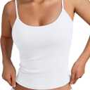 Trendy Queen Double Lined Adjustable Spaghetti Strap Tank Top for Women Cute Summer Basic Crop Top for Teen Workout Going Out