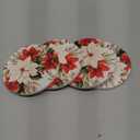 Ceramic Coasters for Drinks Set of 4 - Absorbent Stone Cup Mat with Non-Slip Cork Backing Absorb Spill Coffee Coaster Tabletop Protection for Cup Kitchen Home Decor, Christmas Poinsettia