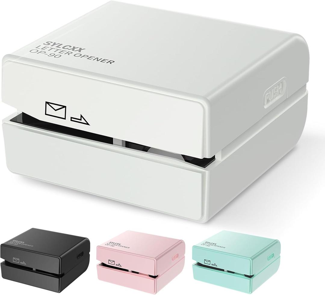 Battery Operated Electric Letter Opener - Letter Openers Envelope Slitter, Envelope Opener, Mail Opener, Universal Envelope Efficient Letter Opener Tool for Office, Home (White)