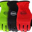 BOSS Men's Task 3-Pack High Performance Synthetic Leather Palm Work Gloves, High Dexterity, Knuckle Padding, Comfort, Abrasion Resistant, Black, Red, Large, (B52021-L3P)