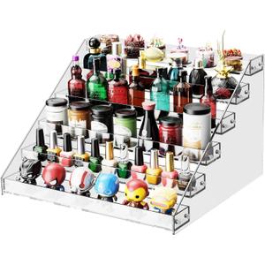 HUITAI Acrylic Display Shelf,Risers Display Stands,Perfume Organizer,Cupcake Stand,Tiered Display Stand,Sticker Display,Card Stands For Display,Card Display Stand,Figure DisplaySpice Rack(6 Tier)