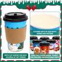 Fancy Land 24 Pcs 16 Ounces Christmas Disposable Coffee Cups Merry Xmas Paper Cups with Lids Sleeves Holiday Cold Beverage Hot Chocolate Drinks Dinner Party Tableware Decorations Supplies Character