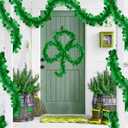 Prashent 2 Pack St Patricks Day Tinsel Garland Decoration 66 Feet Hanging Metallic Green Shamrock Garland for Irish Festival Mantle Wall Window Decor