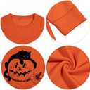 Black Cat on Pumpkin Sweatshirt Halloween Sweatshirts for Women Fall Pumpkin Face Tee Lightweight Pullover Tops (S)