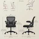 VASAGLE Ergonomic Mesh Office Chair with Adjustable Lumbar Support, 90-105 Tilt Function, Wide Seat, FlipUp Armrests, Computer Desk Chair for Home Office, Ink Black UOBN045BH01S, 24.4"D x 24.4"W x