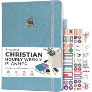 Clever Fox Christian Hourly Weekly Planner  Goal Setting Planner with Time Slots, Monthly Budget, Sermon Notes, Bible Reading Tracker (Aquamarine) (Large (7.0 x 10.0))