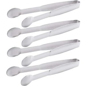 HINMAY Mini Tongs 5-3/4 Inch Stainless Steel Small Serving Tongs, Tiny Kitchen Tong for Appetizers, Tea Party, Coffee Bar, Desserts, Set of 4