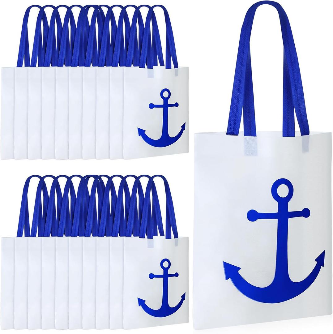 24 Pcs Large Anchor Totes for Summer Cruise Bags Nautical Party Favors Non Woven Cruising Totes for Cruise Wedding Party 24 Pcs Large Anchor Totes for Summer Cruise Bags Nautical Party Favors Non Woven Cruising Totes for Cruise Wedding Party
