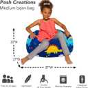 Posh Creations Bean Bag Chair for Kids, Teens, and Adults Includes Removable and Machine Washable Cover, Canvas Dinos on Blue, 27in - Medium