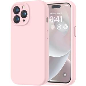 LOVE 3000 Designed for iPhone 14 Pro Case, Premium Silicone with [Soft Anti-Scratch Microfiber Lining] Shockproof Protective Phone Case for Men Women Girls 6.1", Chalk Pink