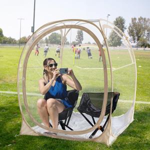 EighteenTek Pod All Weather Sports Tent with Sealed Floor - Instant Tent Shelter - Outdoor Bubble Tent - Rain Tent Camping Sun Shelter Pop Up Clear, Patent Pending for Sports Events Fishing Cheering,  50"x50"x62"H