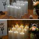 kakoya Flickering Flameless Candles Battery Operated with Remote and 2/4/6/8 H Timer Acrylic Led Pillar Candles Pack of 9 (appr D2.3"xH5.5"6.5"7.5")with Realistic 3D Wick Candles for Home Decor(White)