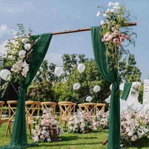 Wedding Arch Draping Fabric 29" x 20 FT Drapes for Backdrop Sheer Curtains for Romantic Bridal Baby Shower Decorations Ceremony Birthday Party Spring Outdoor Events, Emerald Green