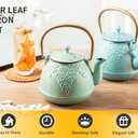 Tea Kettle, TOPTIER Japanese Cast Iron Teapot with Infuser for Loose Leaf and Tea Bags, Stovetop Safe Cast Iron Tea Kettle Coated with Enameled Interior for 40 oz (1200 ml), Light Green